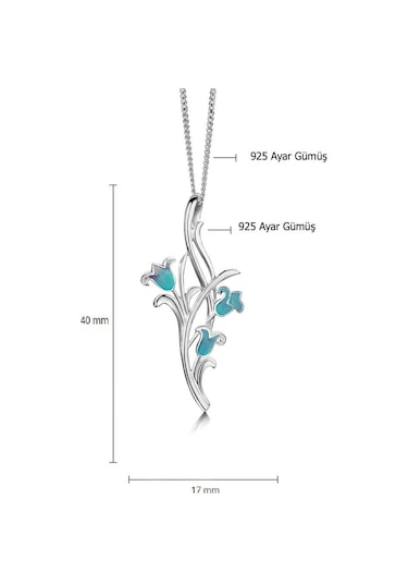 Brezza Lusso Jewelry Sonsuzluk Zarif Model Gümüş Mineli Lale Çiçeği Kadın Kolye 45 CM