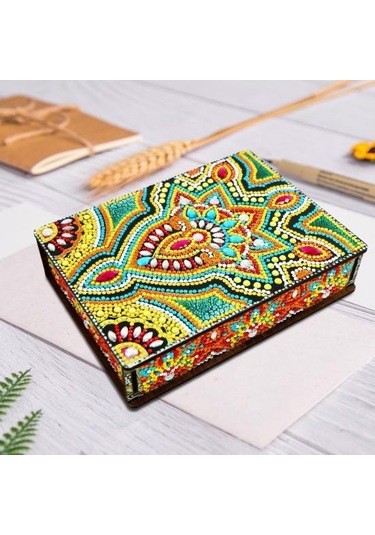 Dıy Elmas Boyama Saklama Kutusu Seti Köpüklü Toz Geçirmez Nakış Çapraz Dikiş Ahşap Kutu D
