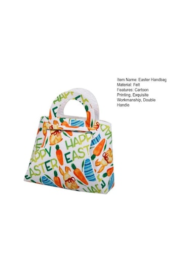 Pembe Paskalya Çanta Temizle Baskı Keçe Sevimli Havuç Tavşan Desen Dıy Şeker Ambalaj Tote Çanta Ev Dekor Pembe