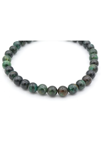 Hakiki Doğal Fuksit Taşı Bileklik 6 Mm Yeşil