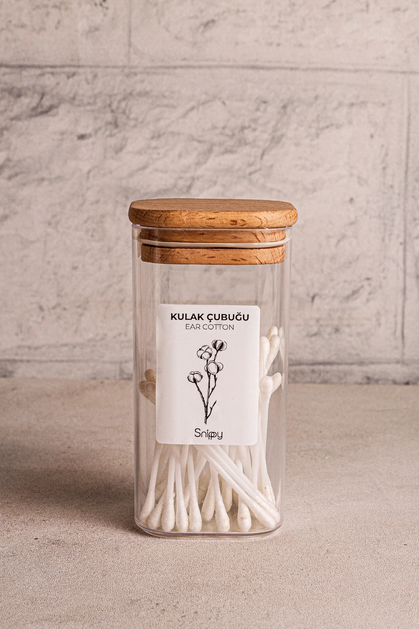 Luvo - 3'lü Kare Ahşap Vakum Kapaklı Banyo Düzenleyici Plastik Banyo Seti Etiketli Banyo Organizeri Ahşap