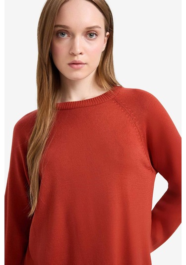 Defacto Regular Fit Bisiklet Yaka Basic Düz Uzun Kollu Tunik C4474ax25wnog215 Turuncu