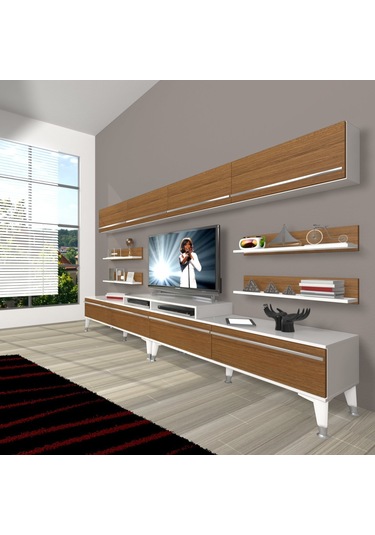 Decoraktiv Ekoflex 360y Mdf Silver Tv Ünitesi Tv Sehpası Beyaz - Ceviz