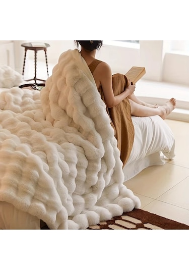 Elmpaly Mavi 130x160 Cm Iki Katmanli Luks Battaniye Makinede Yikanabilir Yatak Koltuk Ortusu  Mavi