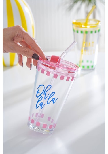 Acar Vicenza Pipetli Cam Bardak Pembe - 400 Ml