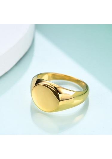 Retro Yüzük Saf Renk Cilalı Titanyum Çelik Yuvarlak Yüzey Basit Stil Çok Siyah