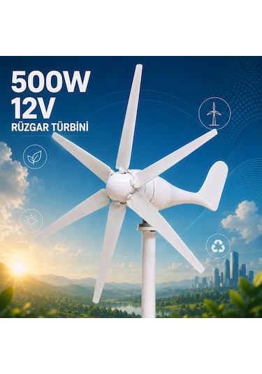 500w Rüzgar Türbini12v+şarj Kontrol Cihazı