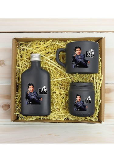 Bk Gift Kişiye Özel Dtf The Baba Karikatürlü Antrasit Kahve Fincanı & Kolonya & Mum Hediye Seti-1, Babaya Hediye, Babalar Günü Hediyeleri Kobitmeyenco