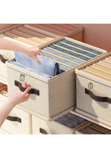 Dancemonkey Cbtx 7 Izgaralı Kot Pantolon Ve Gömlek İçin Katlanabilir Çekmece Düzenleyici Kutu - Bej 140l