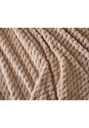 Doqu Petek Battaniye Seti Çift Kişilik Bej Diğer