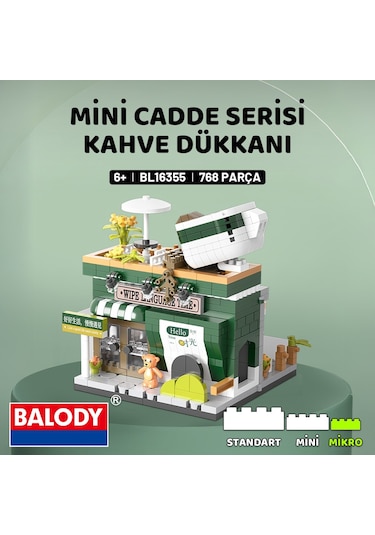 Balody Mini Cadde Serisi Kahve Dükkanı Bl16355 Mikro Blok Yapı Oyuncakları Seti