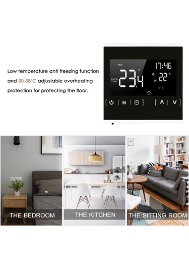 Youtek Beyaz Dokunmatik Mikroişlemci Kontrollü Zemin Isıtma Termostati - Ac85-250v, 1 C Hassasiyetli, 5-50 C Ayar Aralığı Mh1822d