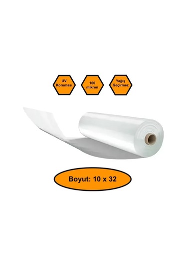 160 Micron Naylon Örtü, Şeffaf Su Geçirmez Naylon, 10x32 Metre