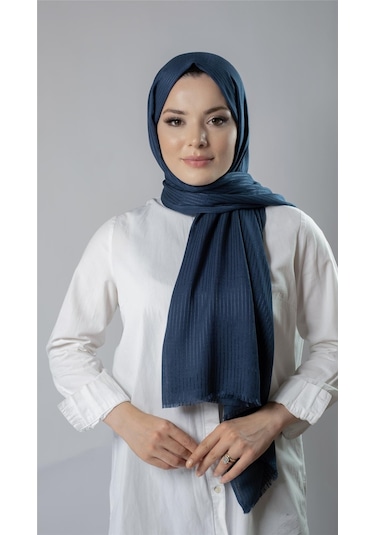 Petrol Mavisi İnce Çizgili Şal Viskon Kumaş Bursa Dolama 202111 17 Petrol Mavisi