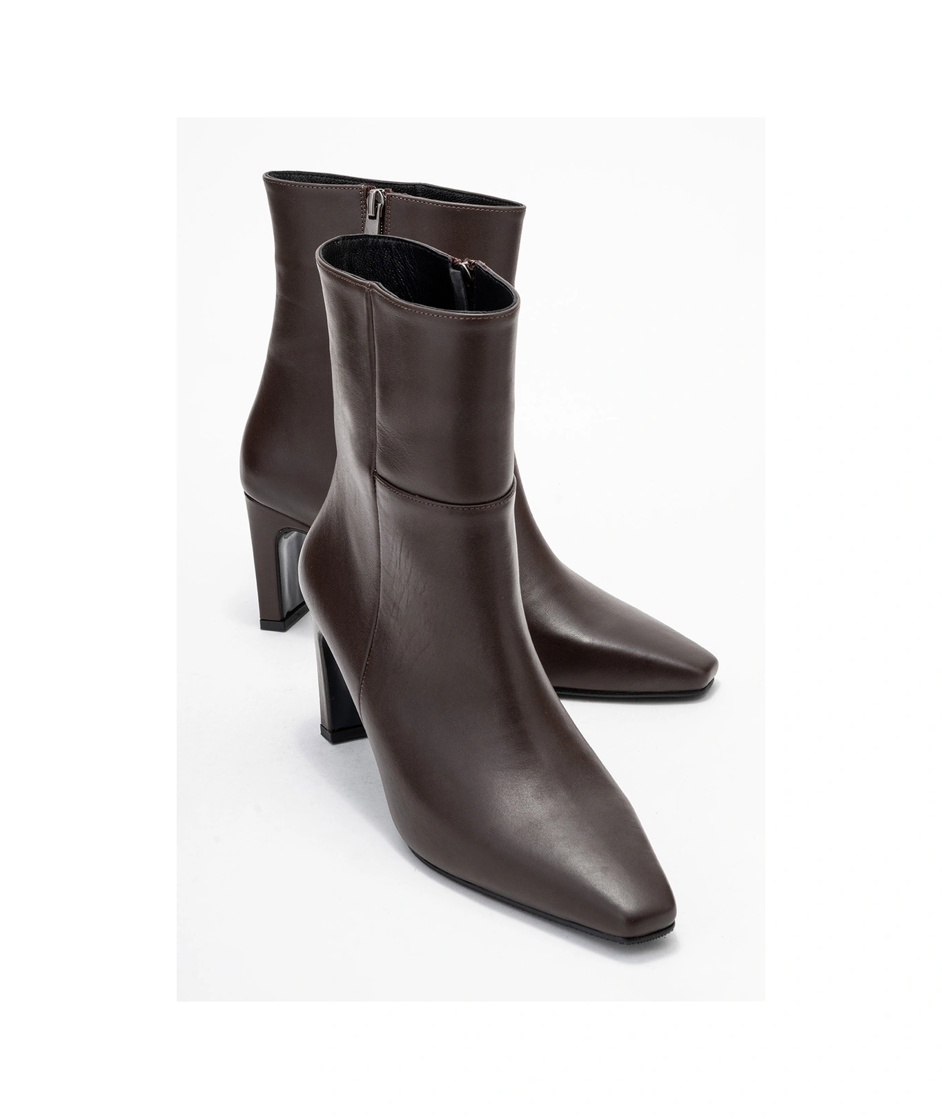 Elıas Kahverengi Cilt Hakiki Deri Kadın Blok Topuklu Bot Kahverengi Deri