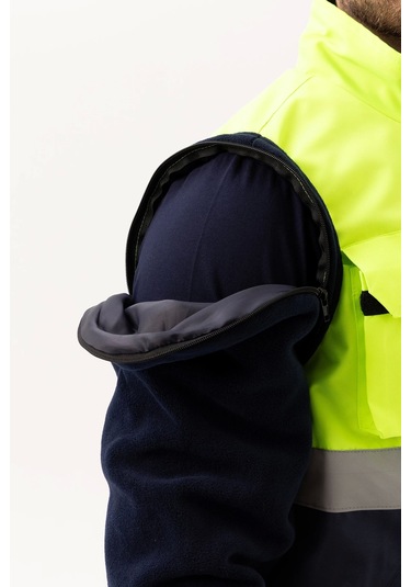 Pendula Mont - Soğuk Havalara Uygun Reflektörlü İş Montu Yüksek Görünürlük F.sarı--lacivert