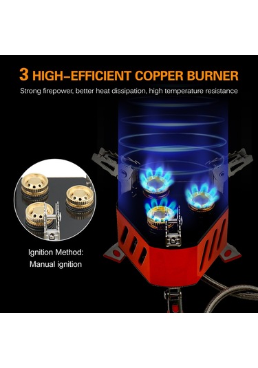 Zyzy-13800w 3 Çekirdekli Katlanabilir Kamp Sobası, Açık,y25938 Turuncu