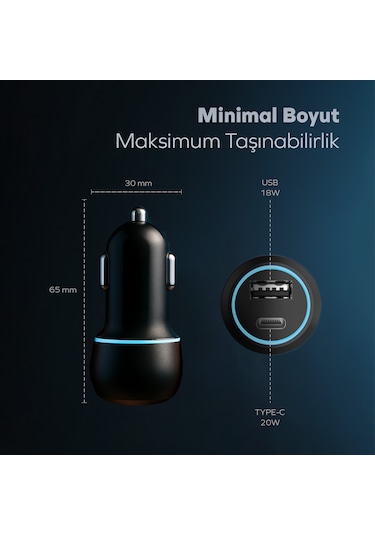 Woyax Araç Şarj Aleti Çakmaklık Type-c + Usb Girişli 38w 2 İn 1 Car Charger