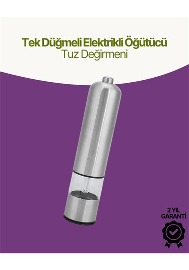 Elektrikli Baharat Öğütücü Pilli Paslanmaz Çelik Otomatik Tuz Kar Renkli