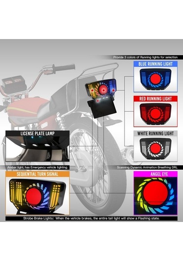 Createtech Ve Suzuki Stroboskopik Stop Sinyal Led Lambası İçin Gn125 Fren Fonksiyonlu Drl, Arka Animasyonlu - Jo