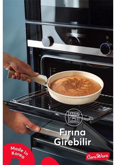 Ceraware Hona XL 14 Parça Tak Çıkar Saplı İç İçe Geçebilen Seramik Yapışmaz Tencere Tava Seti Bej