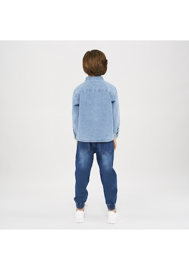 Panço Erkek Çocukdüğmeli Denim Gömlek Mavi 2411bk06002-4251 001