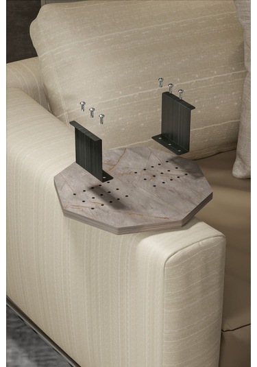 Yan Sehpa Ayarlanabilir Tepsi Dekoratif Modern Tepsi Sekizgen Gordion Çok Renkli