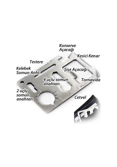 2 Adet Survival Acil Durum Kit Yardım Kartı 11 Fonksiyon Çok Renkli