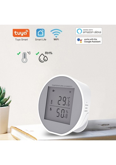 Alexa Ve Google Home İle Uyumlu Yüksek Ve Düşük Sıcaklık Nem Monitörü Beyaz