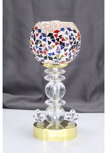 Kristal Taşlı Masa Abajuru Gece Lambası Yatak Başı Lambası Çok Renkli