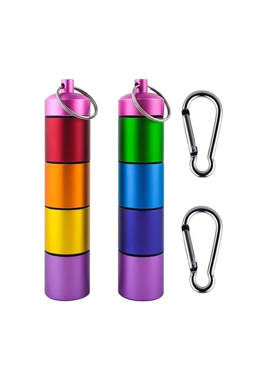 Küçük Metal Hap Düzenleyici Kılıf Anahtarı, İstiflenebilir Seyahat Sevimli Hap Kutusu Tutucu