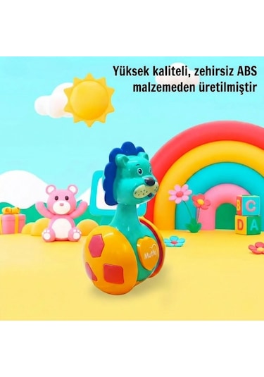 Sevimli Aslan Hacıyatmaz Oyuncak Sarı - Sesli Ve Çıngıraklı Sallanan Bebek Denge Oyuncağı