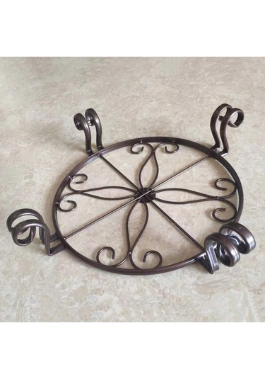 Yaozixa Büyük Boy Siyah Metal Çelik Süs Bitki Tutucu, Dışarıda Ve İçeride Kullanım, Pas Koruyucu, Sağlam Dört Ayaklı Susturucu