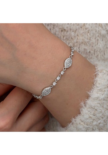 Artsmagazinmücevher Gümüş Zirkon Taşlı Mekik Kadın Bileklik