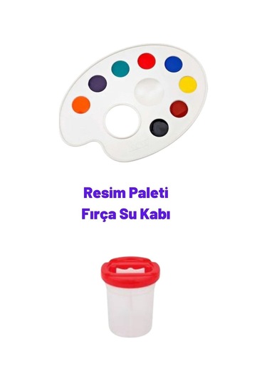 Resim Paleti, Su Fırça Kabı, Resim Seti, Boya Paleti Palet Balet Resim Fırça Kap