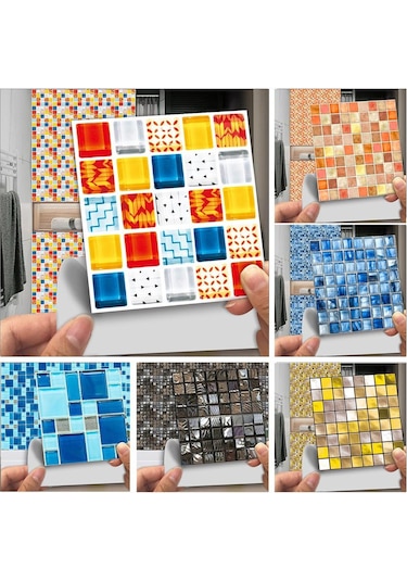 10 Adet 10x10 Cm Dıy Mozaik Mermer Duvar Çıkartmaları Taklit Tuğla Yatak Odası Dekor Geçirmez Kendinden Duvar Sticker Dğ. 56762543 Diğer