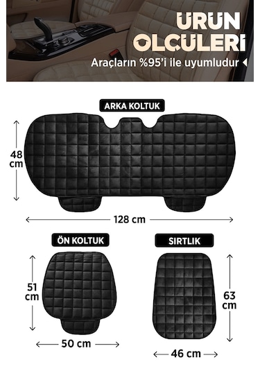 Premium Cepli Ortopedik Oto Koltuk Minder Seti - Oto Koltuk Kılıfı - Ön 2 Koltuk Set - Siyah