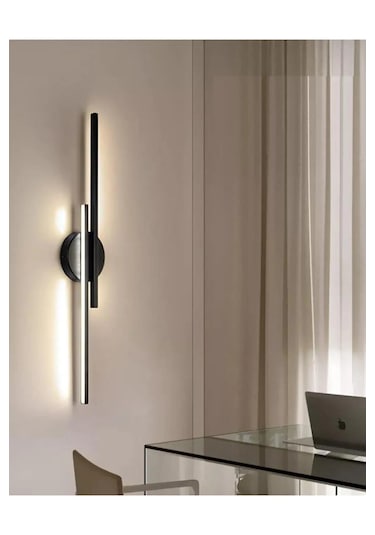 Sare Aplik Siyah Renk Gün Işığı Ledli Banyo Mutfak Duvar Aplik Siyah