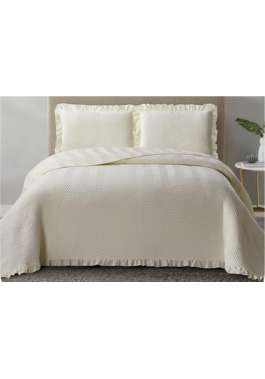 Kapitoneli Yatak Örtüsü Tek Kişilik Dubai Krem Çok Renkli