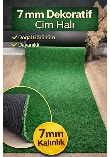 7 Mm Dekoratif Çim Halı Doğal Görünüm, Pratik Kullanım 200 x 500