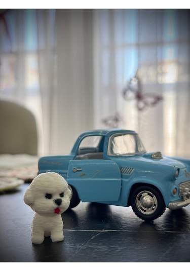 Sevimli Dil Çıkaran Mini Kaniş Köpeği - Araba Torpido Dikiz Aynası Süsü - Bişon Çuha Köpeği Dekor