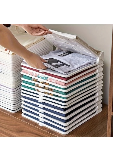 Oldfriend 20 Parça Beyaz Yığınlanabilir Giyim Organizatörü - Taşınabilir Dolap Düzenleyici Beyaz