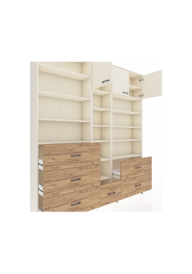 Arges Dolap 17 Raflı 6 Çekmeceli 3 Kapaklı 220x30x243 Aytaşı-aytaşı/çam Aytası/atlas Çam