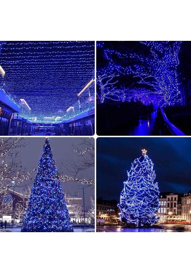 Soulader Su Geçirmez 200 Led Solar Aydınlatma Bahçe Dış Mekan Aydınlatma Dekoratif Işıklı Zincir Mavi
