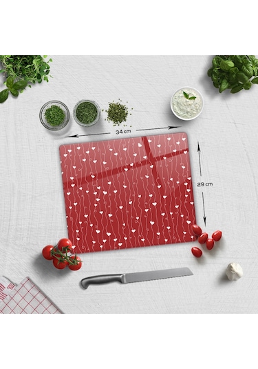 Decorita Cam Kesme Tahtası | Kalpli Sarmaşık | 29cm x 34cm