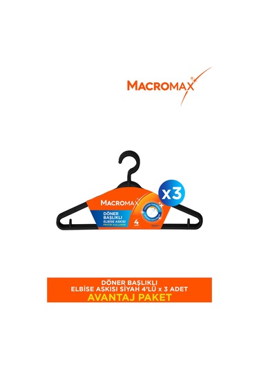 Döner Başlıklı Elbise Askısı - 4x3 - 12 Adet