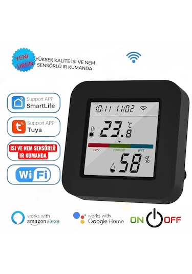 Tuya Destekli Wifi Akıllı Isı Ve Nem Sensörlü Ir Kuman