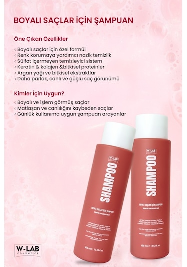W-Lab Cosmetics Boyalı Saçlar İçin Şampuan 400 Ml