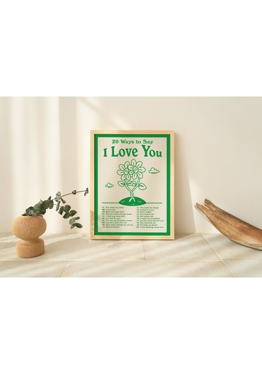 Seni Seviyorum Duvarı, Olumlu Olumlamalar, Yeşil, Retro Duvar Dekoru