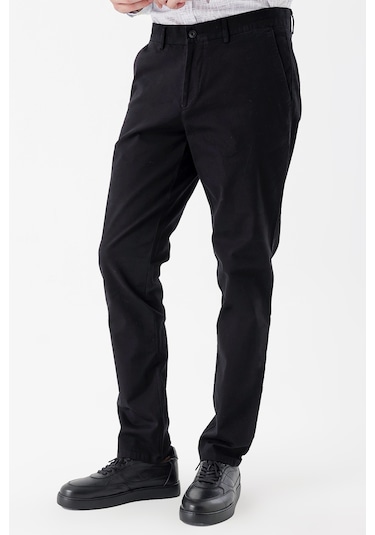 Siyah Pamuklu Likralı Yan Cepli Comfort Fit Rahat Kesim Casual Pantolon 1003235154-siyah Siyah
